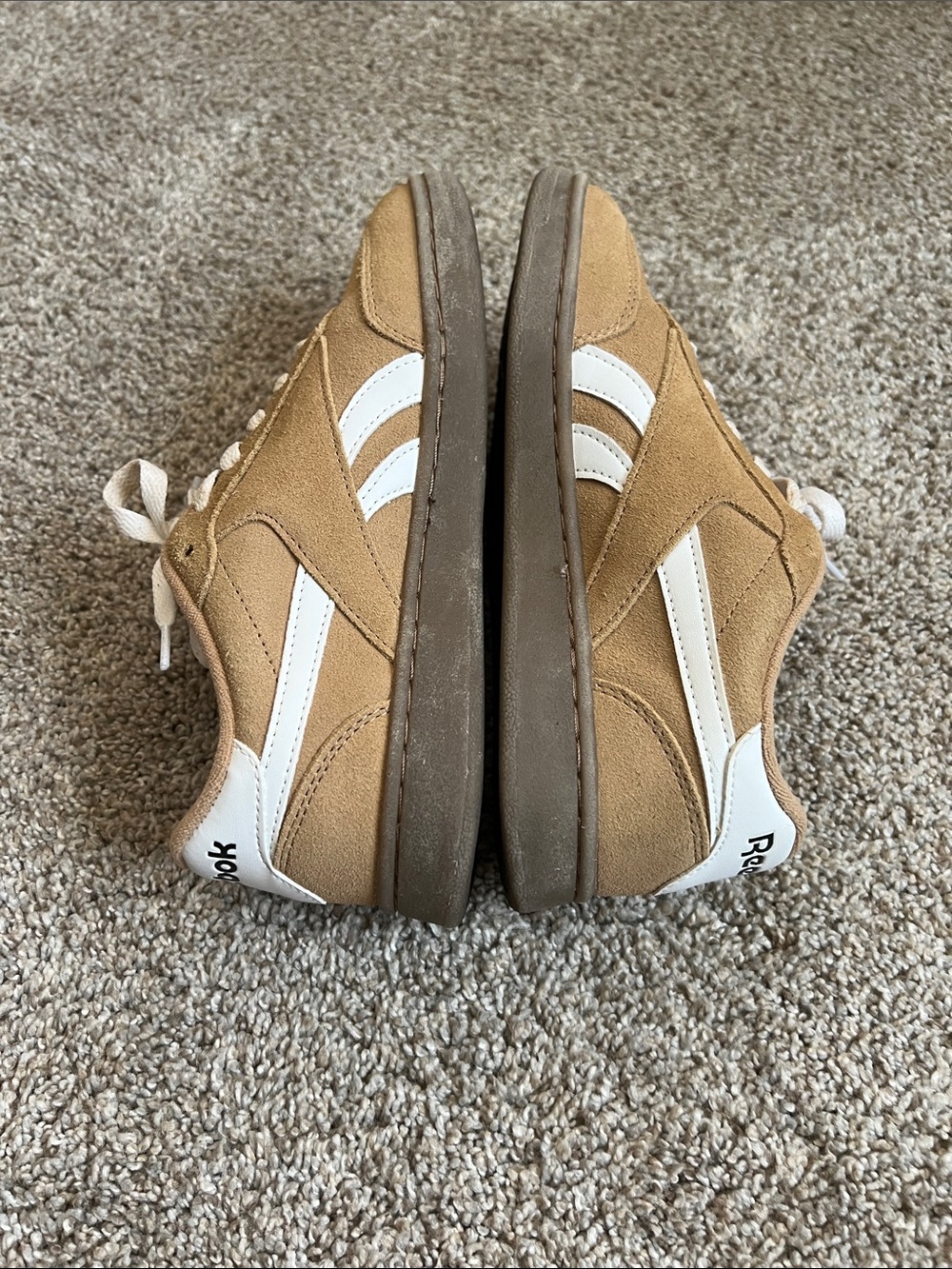 Reebok Suede Casual Sneakers in Tan with White Laces - Picture 5 of 9